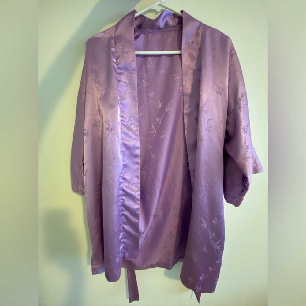 Retro Lilac Purple Silk Robe